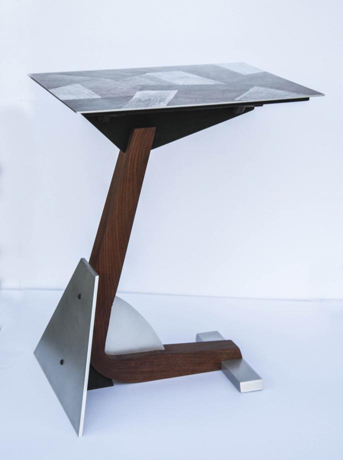 TV table, Custom Furniture, Wood and metal, Walnut