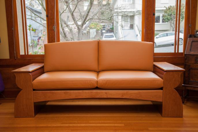 Sofa, Custom furniture, Cherry, Arts & Crafts, Leather Sofa